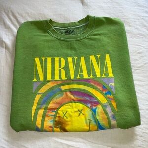 Urban Outfitters Nirvana Green Oversized Crew Neck